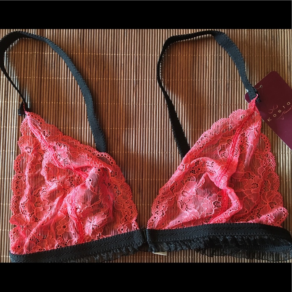 Kostar Pink/Salmon Lace Bra! Front Clip and NWT!! 36C! Super Sexy!